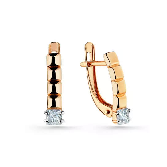 Серьги с фианитом из золота