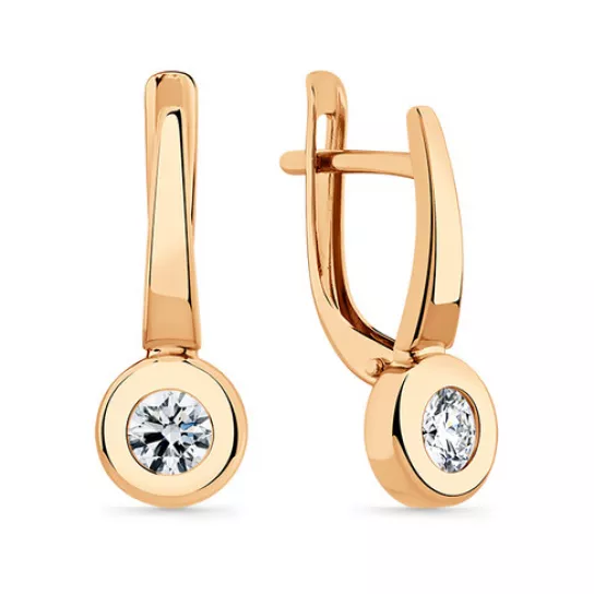 Серьги с фианитом из золота