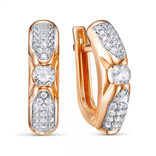 Серьги с фианитом из золота