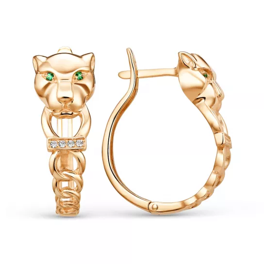 Серьги с фианитом из золота