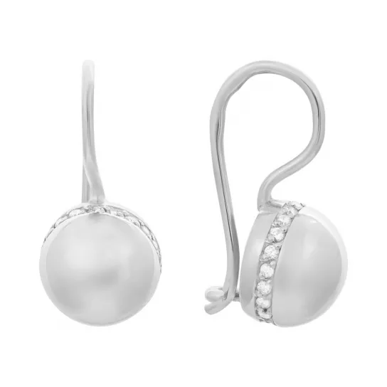 Серьги с фианитом из серебра