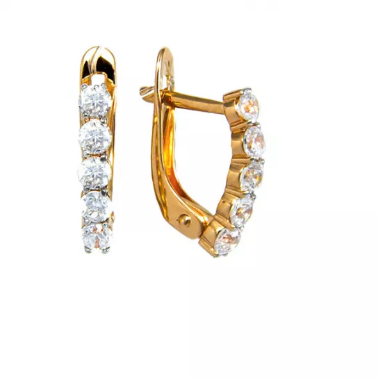 Серьги с фианитом из золота